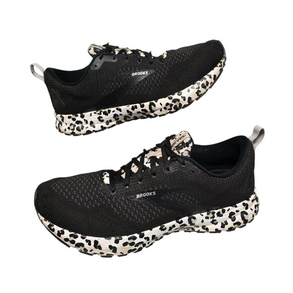 Brooks Shoes - Brooks Revel 4 Running Shoes Womens Size 10 B Black White Snow Leopard Print
